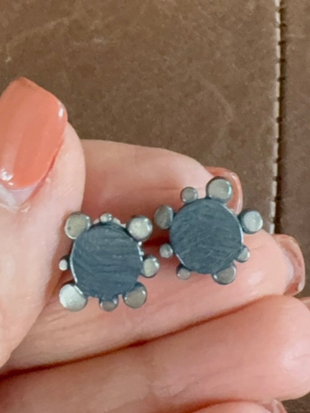 Dahlia Kanner Disco Edge stud earrings 925 sterling silver & blackened sterling